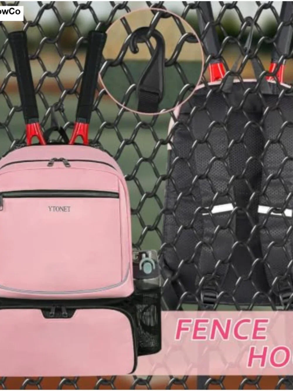 Water-Resistant Tennis Backpack for Women Men Holds 2 Rackets with Insulated